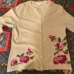 GARNET HILL Eco Merino embroidered Cardigan S